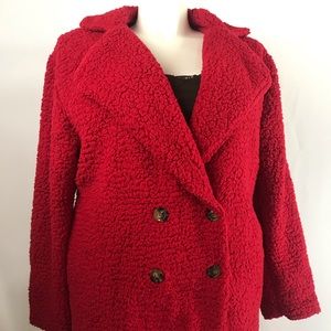 NWT Coeur de Vague Red Teddy Bear Coat - XL